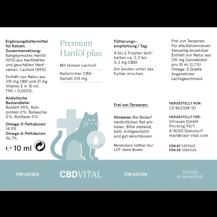 CBD Hanföl für Katzen 10ml